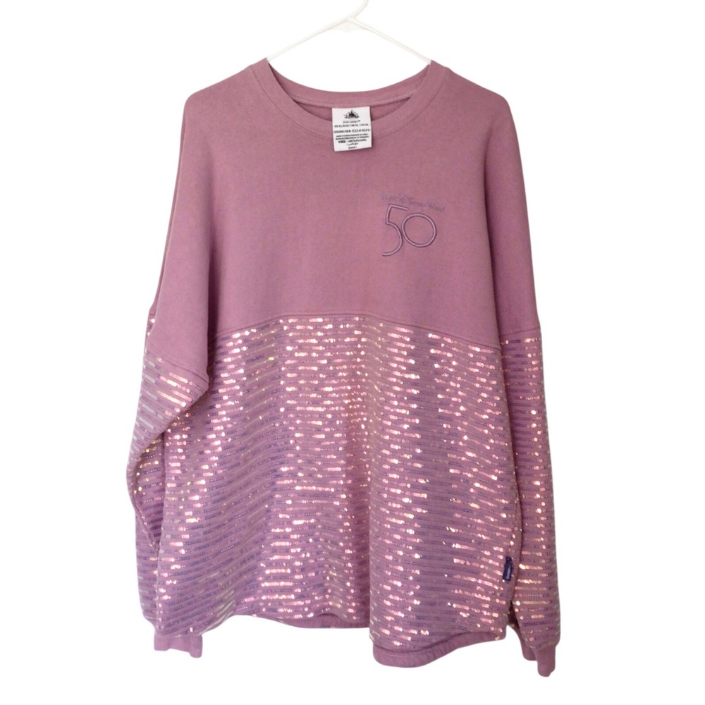 Disney Spirit Jersey Iridescent Purple Sequin Women's 50 Bling Sweater Size: XL